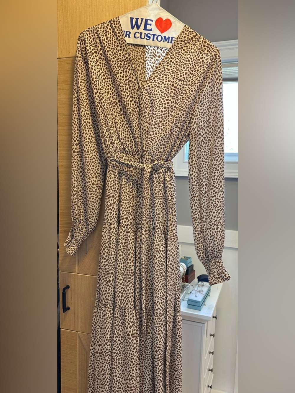 Leopard Print Maxi Dress - Tan size S